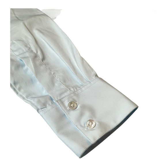 Emma Willis Slim fit Tailored Ice Blue Boyfriend Button Front Cotton Shirt L - Picture 4 of 14